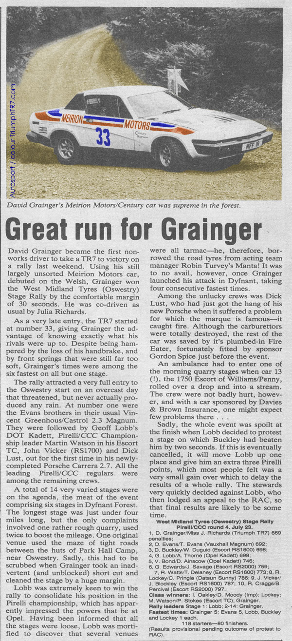 Grainger in action in 1977
